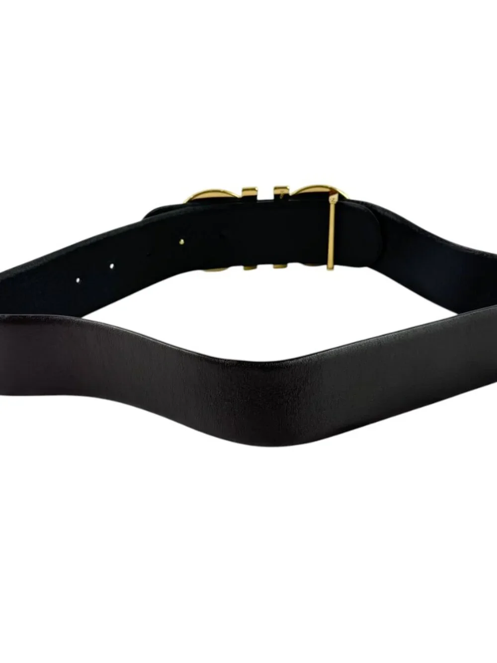 SALVATORE FERRAGAMO Gancini Reversible Black Brown Leather Large Buckle 28/70